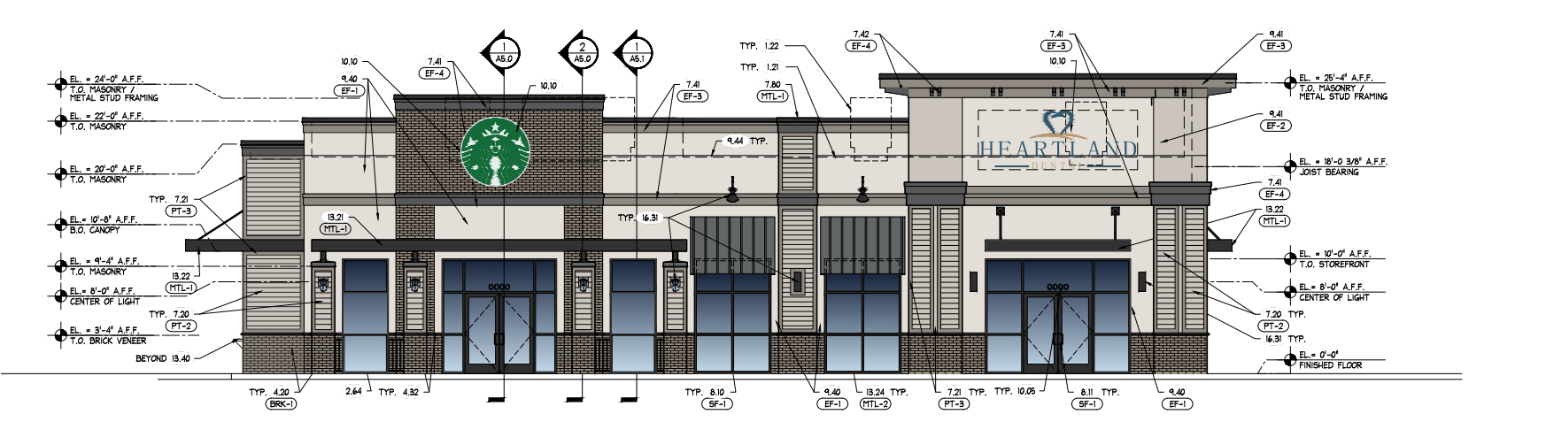 Starbucks and Heartland Dental, Firestone and Chipotle